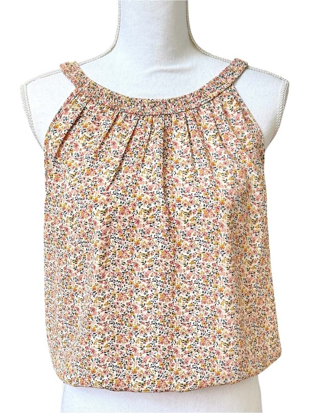 Sienna Sky Floral Smocked Halter Tank Top - Pink Yellow Green Size M Like New!